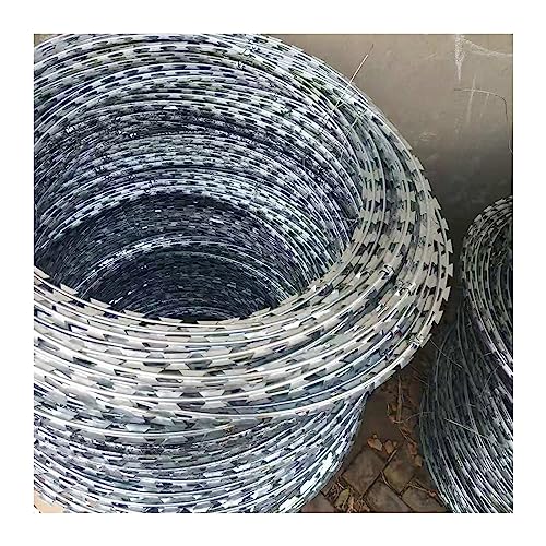 XLIHAWY Razor Barbed Wire, 304 Stainless Steel Razor Wire Fence, Stretched Spiral Barbed Wire Coils