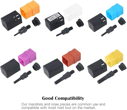 Miniatura 3 de Hilitchi Surtido de 6 piezas SAE Remache Tuerca Mandril y Pieza de Nariz Remachadora Punta de Repuesto 6-32 8-32 10-24 14-20 516-18 38-16