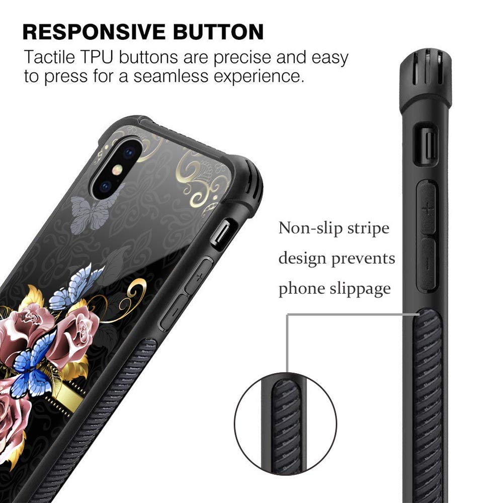 Amazon.co.jp: ZHEGAILIAN iPhone Xs Max対応 バタフライフラワー