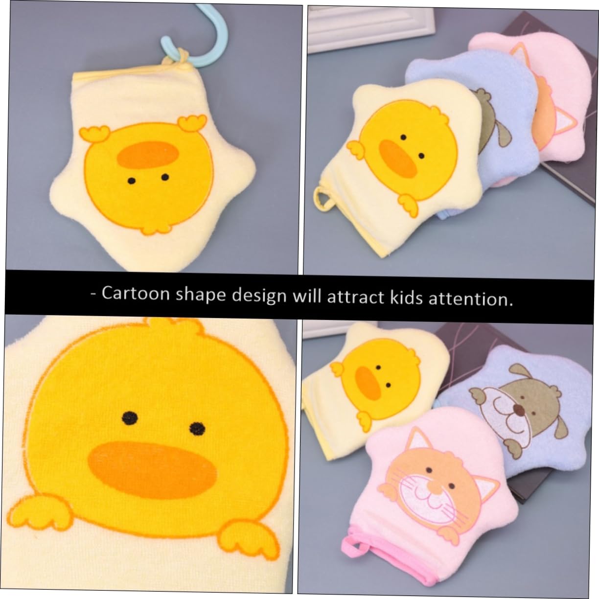 9piezas Guantes De Esponja Para Bebés Diseño De Dibujos Animados Agradables Infantil