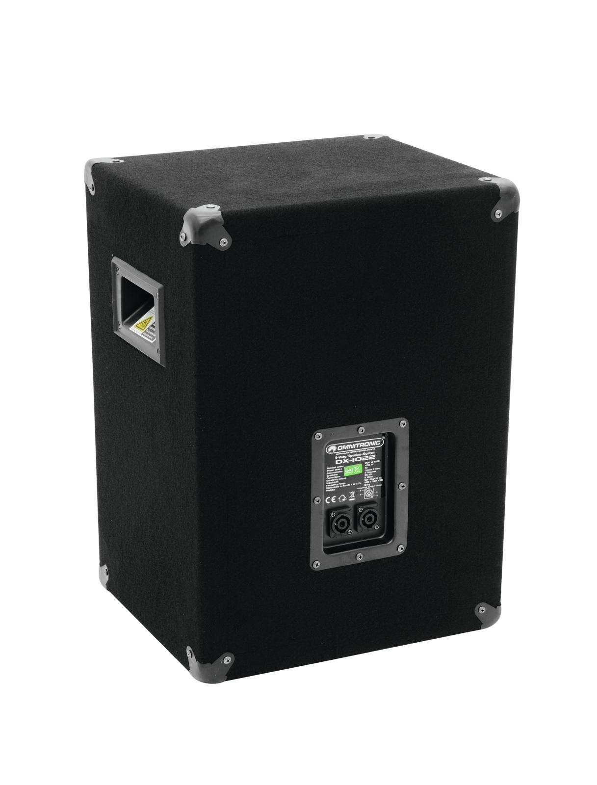OMNITRONIC DX-1022 3-Wege Box 400 W | Robuste Full-Range-Box mit 10" Tieftöner und 400 Watt Leistung | 1 Stück