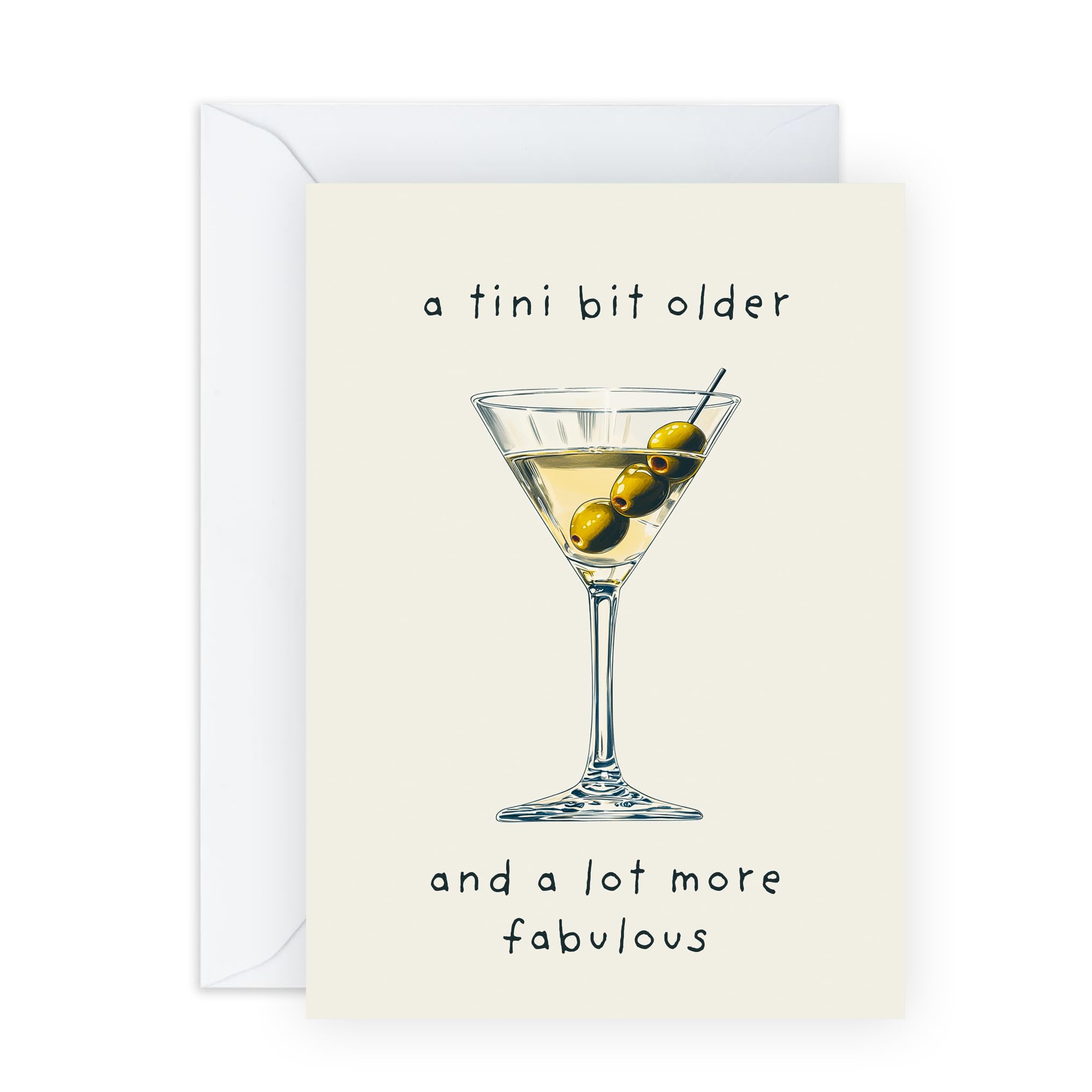 Martini Birthday Card - 'Tini Bit Older' - Gifts for Husband, Wife, Girlfriend, Boyfriend, Friends, Sister, Brother, Bruv, Cousin, Workmate, Co-worker - Drinks - Comes with Fun Stickers
