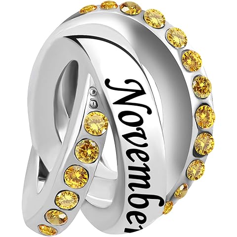 NARTGO January-December 12 Months Colors Birthstone Happy Birthday Charm Compatible with Pandora Charms Bracelets