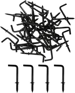 IDEALSV Black 1 Inch 1 Shape Screw Hooks L Shape Hook 7 Shape Right Angle Medal Hooks (40 Pack)