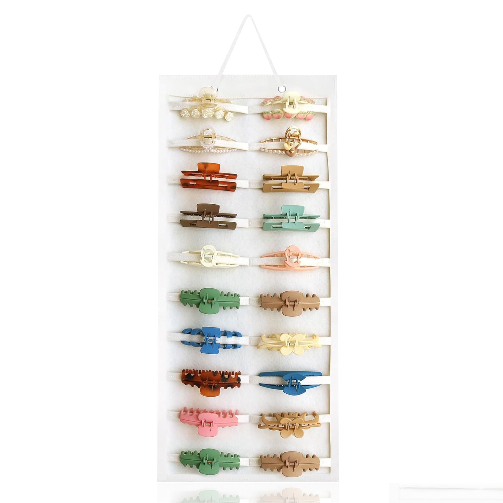 Czmtbo Girls White Hanging Claw Clip Organiser, 80 X 35Cm Wall-Mounted Hair Clip Holder Hanging Hair Bow Organizer Hair Accessories Storage Display Headband Holder For Wall Door Closet