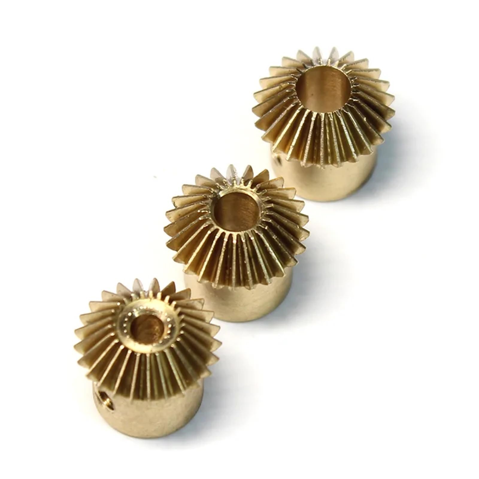 Engrenage conique 0,5 matrice 20 dents trou 3 mm 90 transmission bricolage cuivre acier 1 pièce(Hole2(no screw hole),20T(copper))