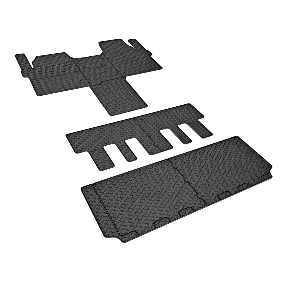 Car Lux - TRIO07496-07498-07499- Tappetini in gomma su misura per Tourneo Custom da 8 posti a partire dal 2024