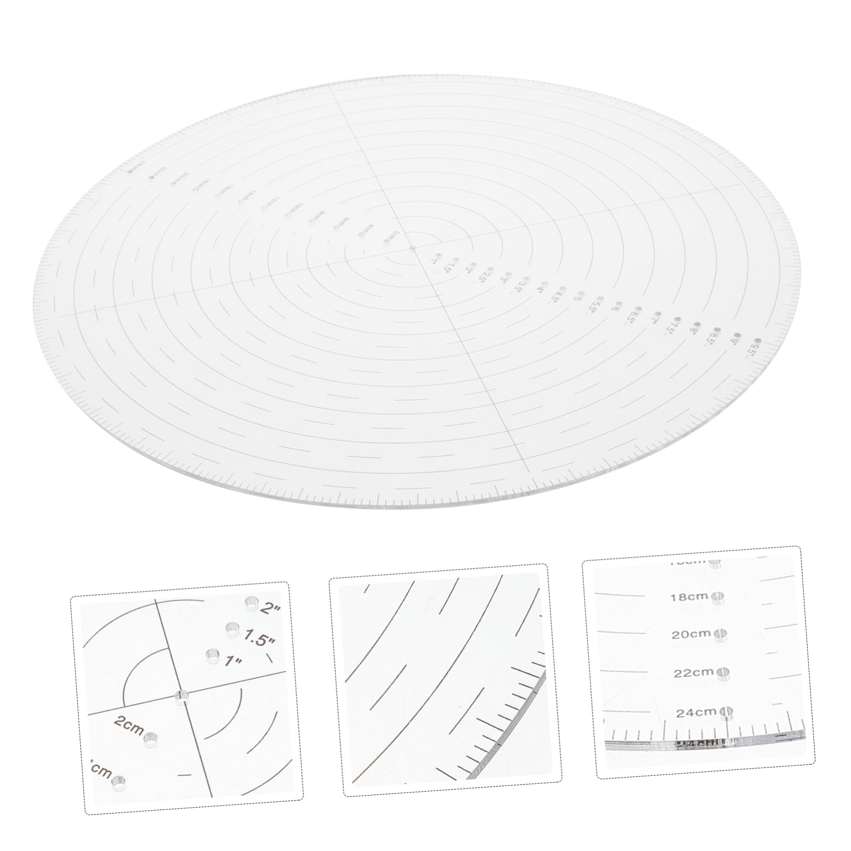 Plantilla de Costura Acrílica Transparente de 10 Pulgadas con Diseño Circular Central, Herramienta Ligera para Patchwork y Escuela con Visibilidad Clara
