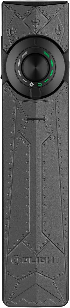OLIGHT ArkPro EDC Linterna plana recargable con haz verde, UV y LED blanco, 1500 lúmenes USB-C bolsillo linterna de campamento, reflector para