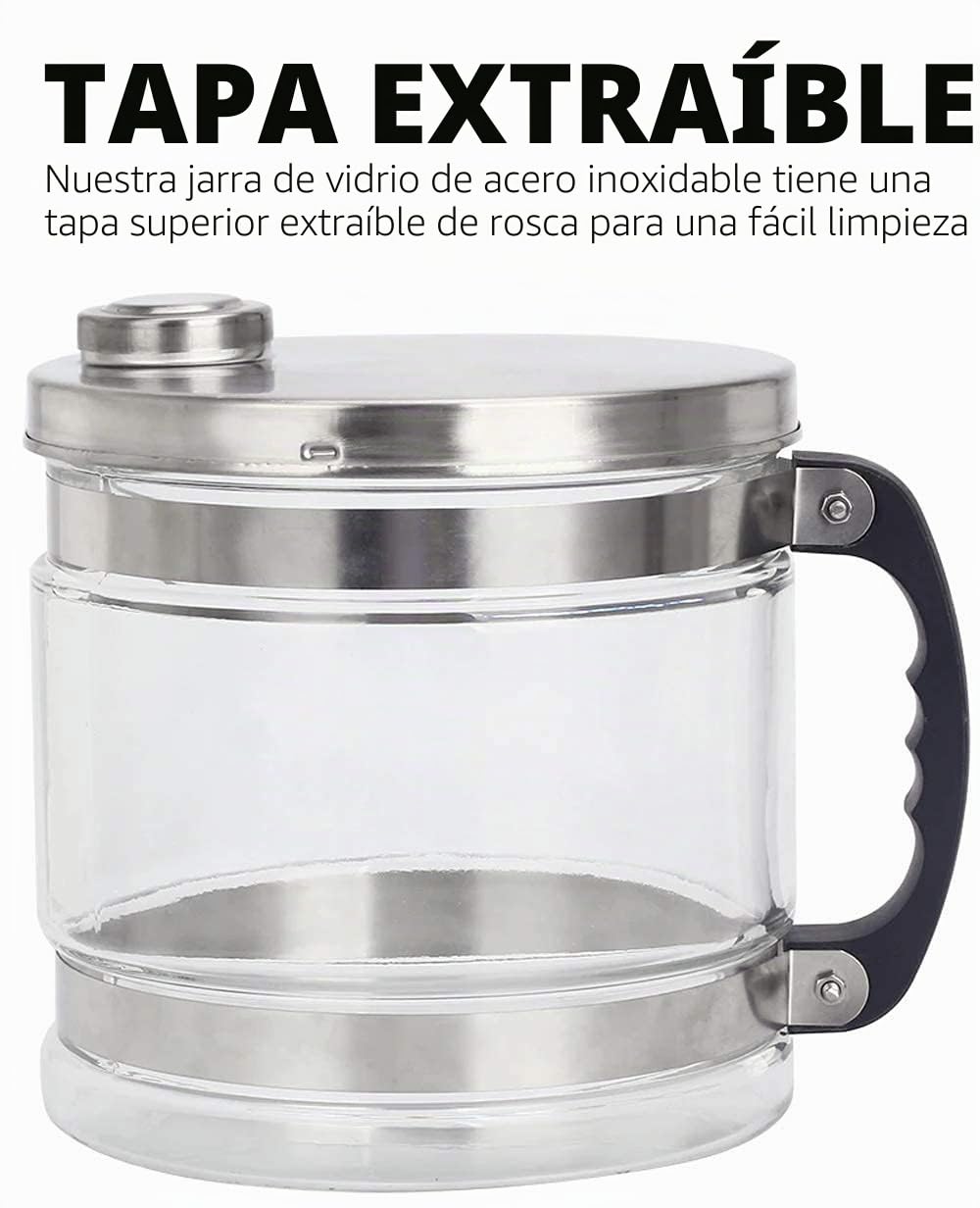 Water Pure - Destilador de agua de 6 litros, jarra de vidrio de 6 litros, 3 años sin filtros, 200 g sin limpiador de residuos. La máquina destiladora de agua más grande y rápida