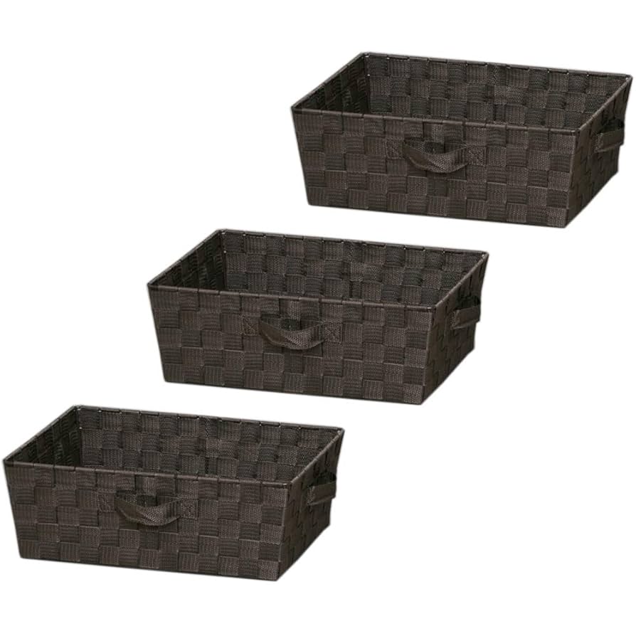 Amazon｜アイリスオーヤマ バスケット 深型 3個セット ブラウン 幅38