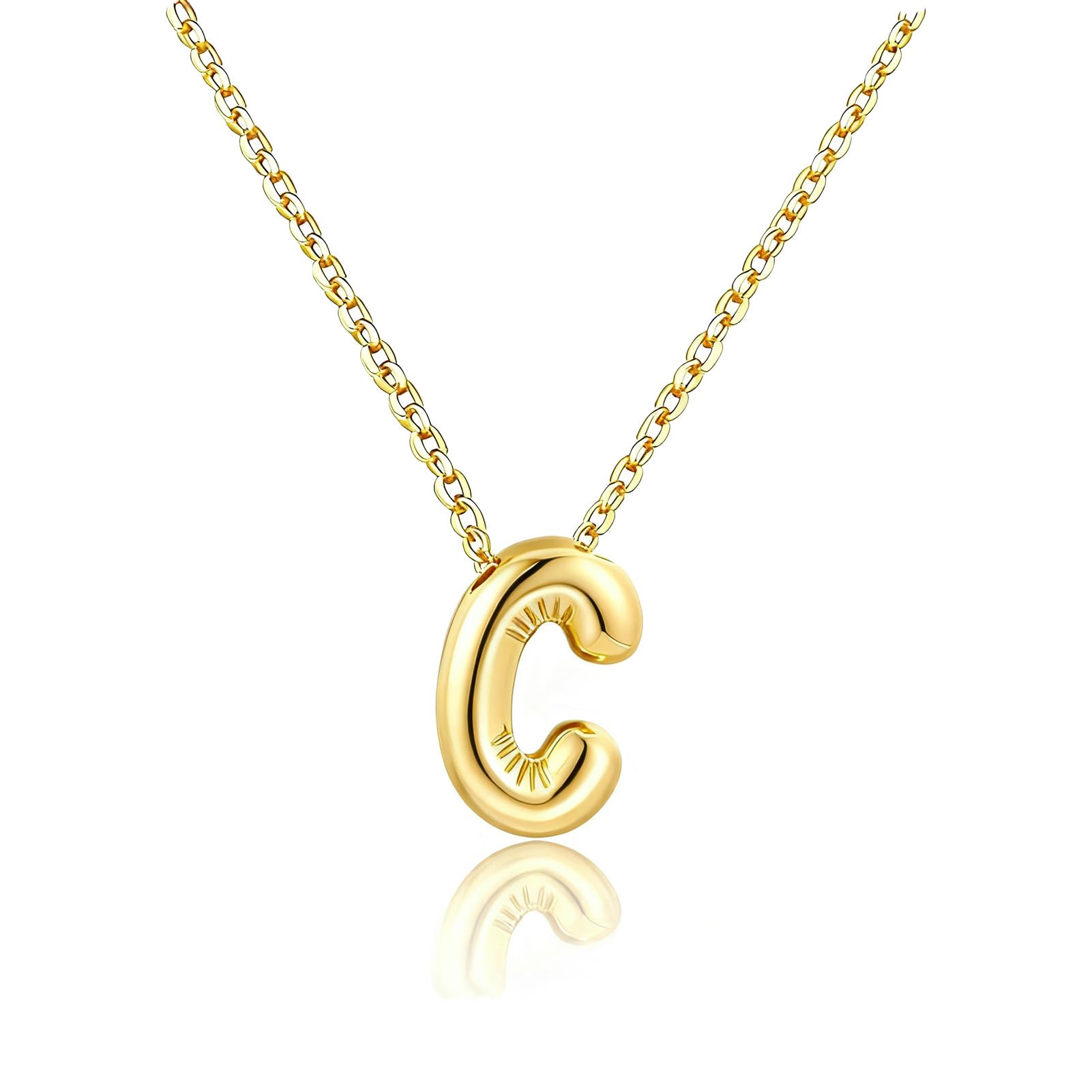 MTINEAPS Bubble Letter Necklace Gold Initial Necklaces for Women Trendy Chunky Charm Pendant Necklaces Gold Jewelry Birthday Gifts for Women Teen Her Mom Grandma Wife Sister