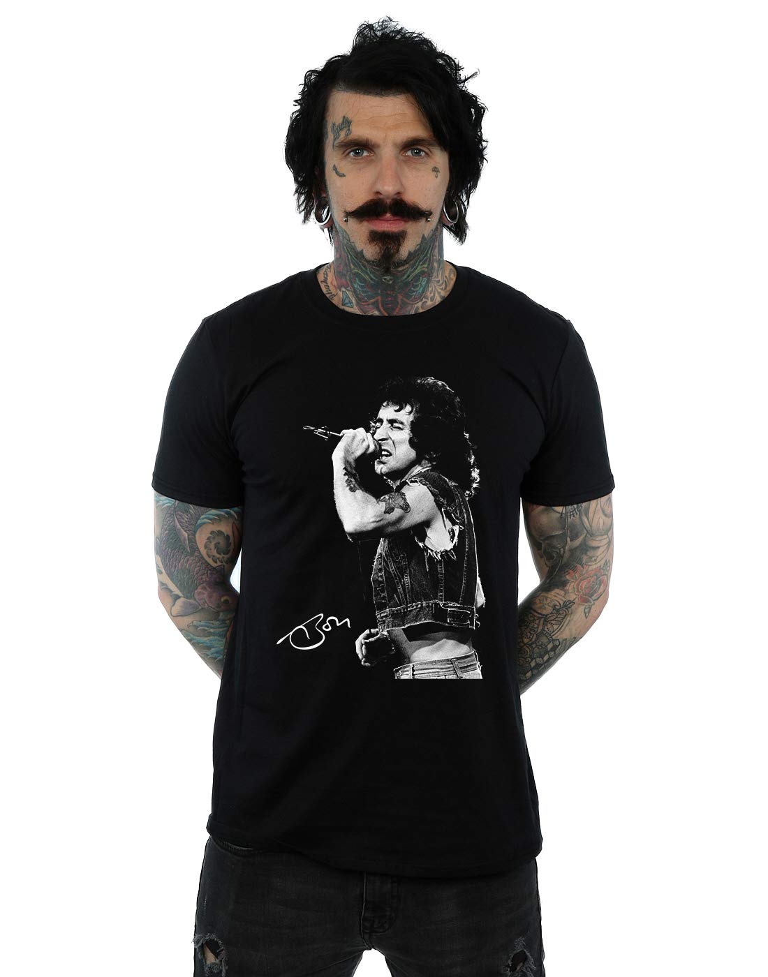 Absolute Cult Bon Scott Men's Signed Photo T-Shirt Black XXXXX-Large
