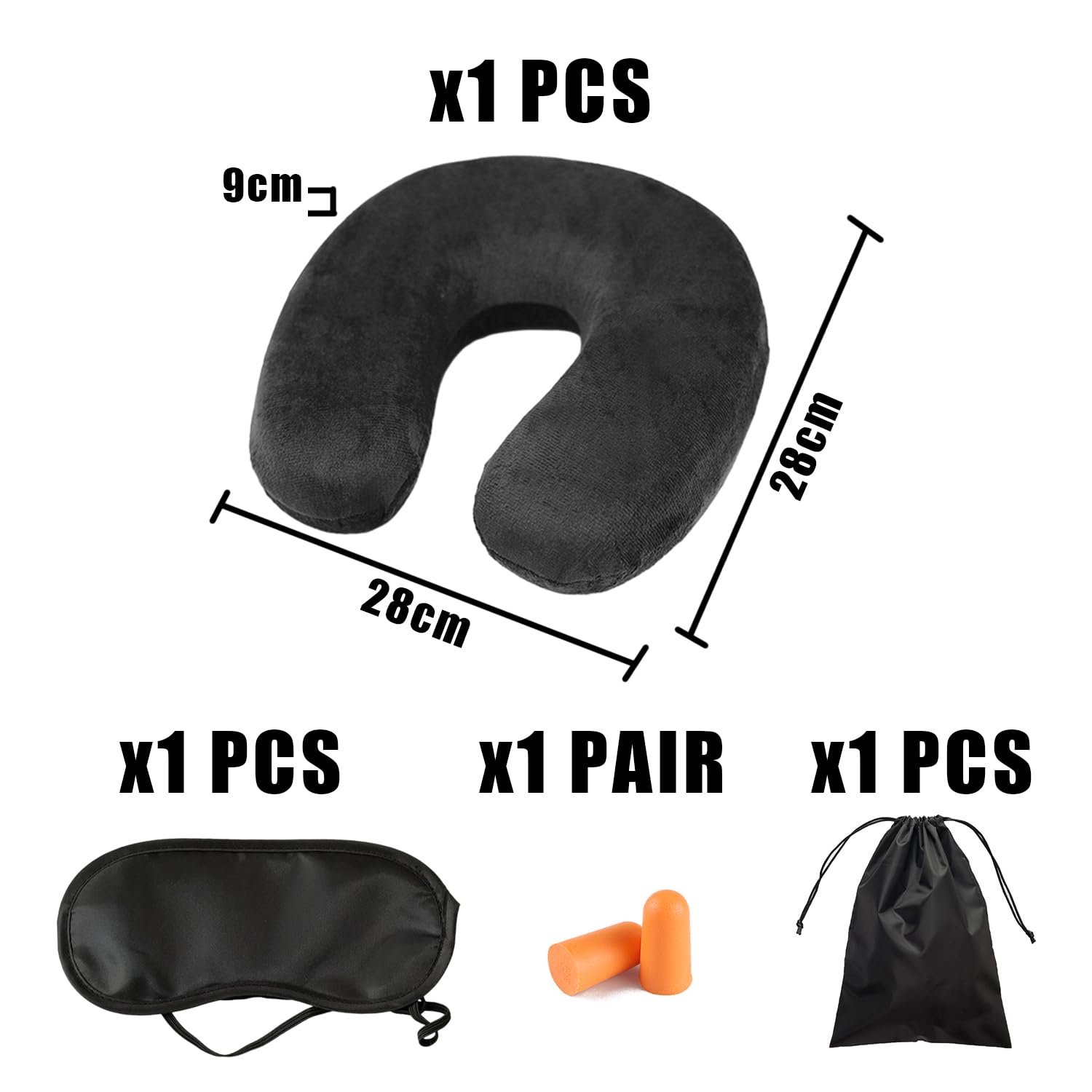 1 cuscino cervicale da viaggio in memory foam con maschera per gli occhi, tappi per le orecchie, borsa portaoggetti, cuscino semicerchio, cuscino per seduta, cuscino per pisolino, adatto per 1 cuscino cervicale da viaggio in memory foam con maschera per gli occhi, tappi per le orecchie, borsa portaoggetti, cuscino semicerchio, cuscino per seduta, cuscino per pisolino, adatto per