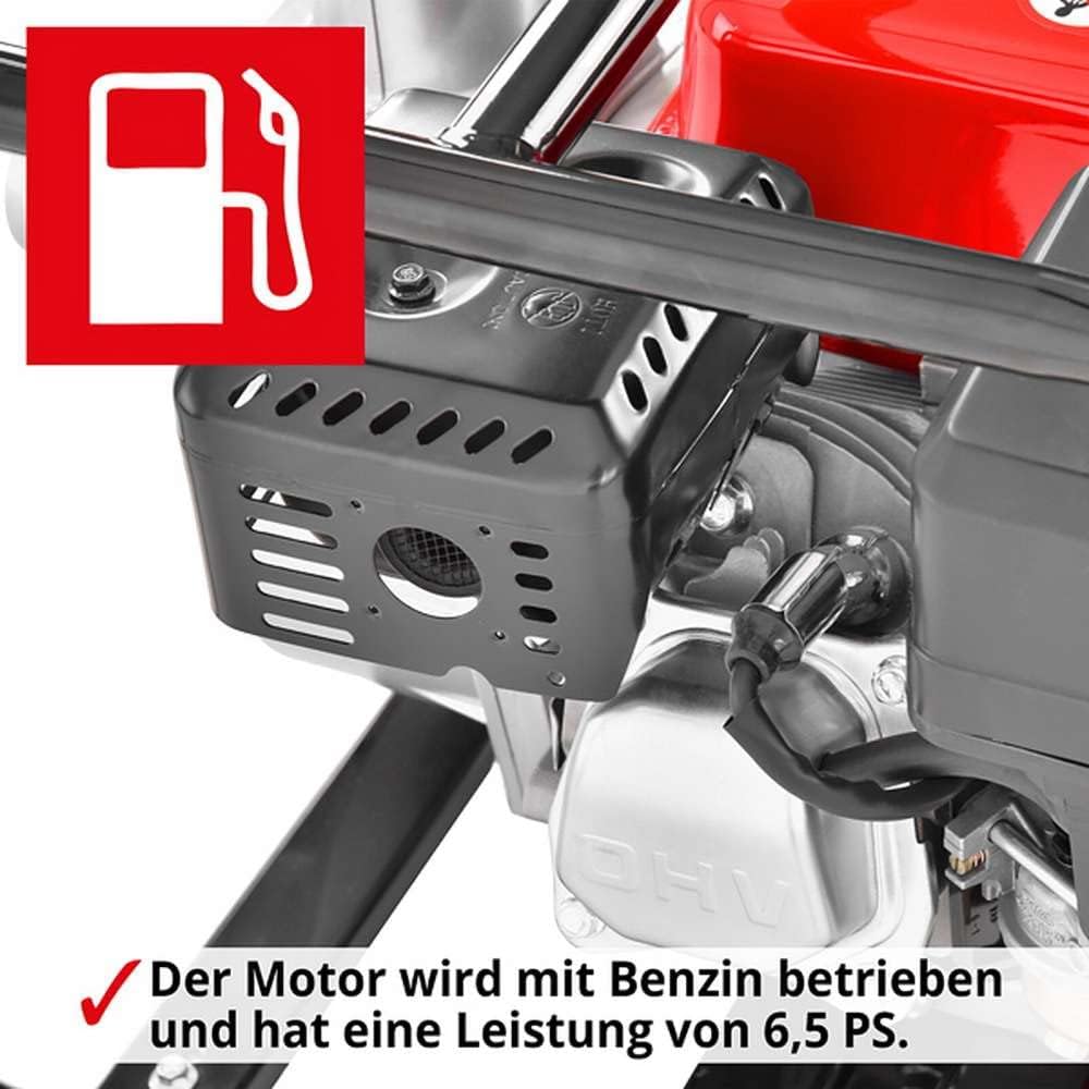 Close-up of the HECHT HEC-3635 pump's fuel-powered engine