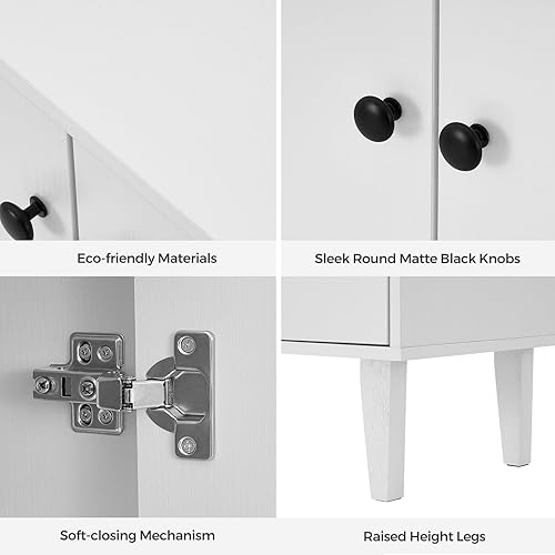 Miniatura 7 de Panana Sideboard Buffet Cabinet Kitchen Storage Cabinet Living Room 4 Doors Console Table (White) Blanco,Negro,https://www.amazon.com/dp/undefined