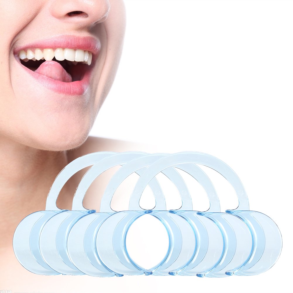 Dental Mouth Retractor, 20pcs Disposable Dental Mouth Opening for Teeth Whitening with Clear C-Shape Design(Clear+Blue#2)