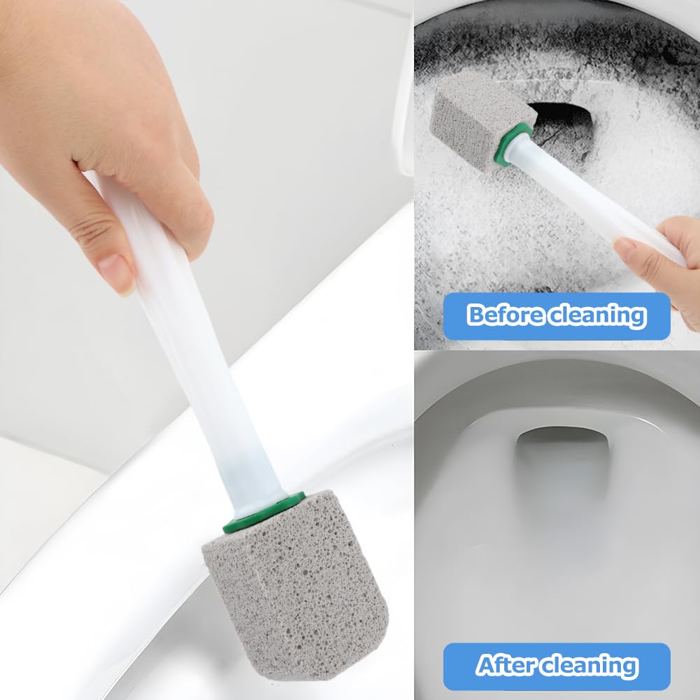 CALIDAKA 10 piezas de piedra pómez de inodoro con mango largo limpiador de inodoros, varita, repuesto de varita pómez, bloque de piedra pómez, herramienta de limpieza profunda para piscina, baño,