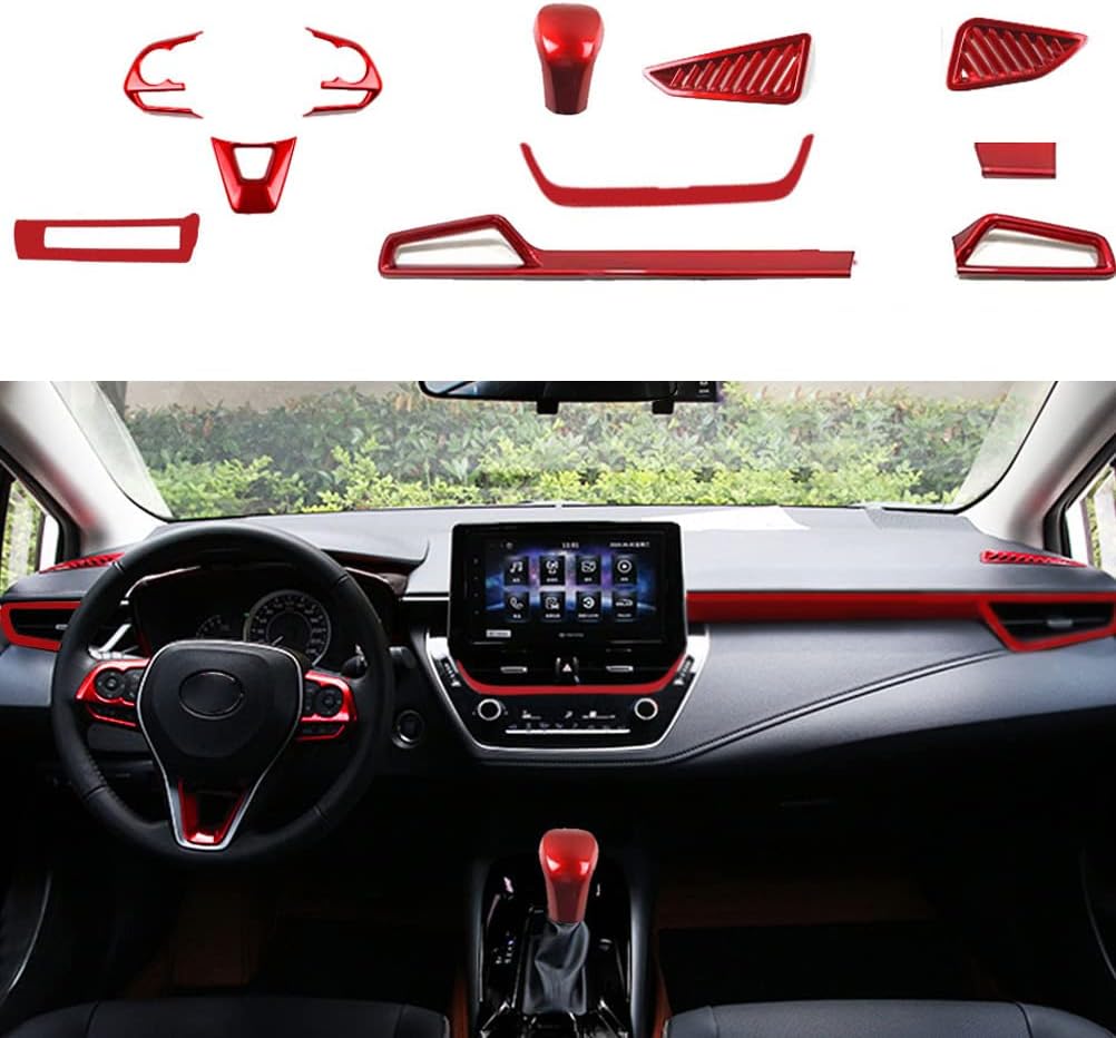 BOYUER for Toyota Corolla 2020 2021 2022 2023 2024 2025 2026,2019-2025 Corolla Hatchback11PCS ABS Interior Full Accessories Center Console Gear Box Cover Trim Decoration Stickers(Wine red)
