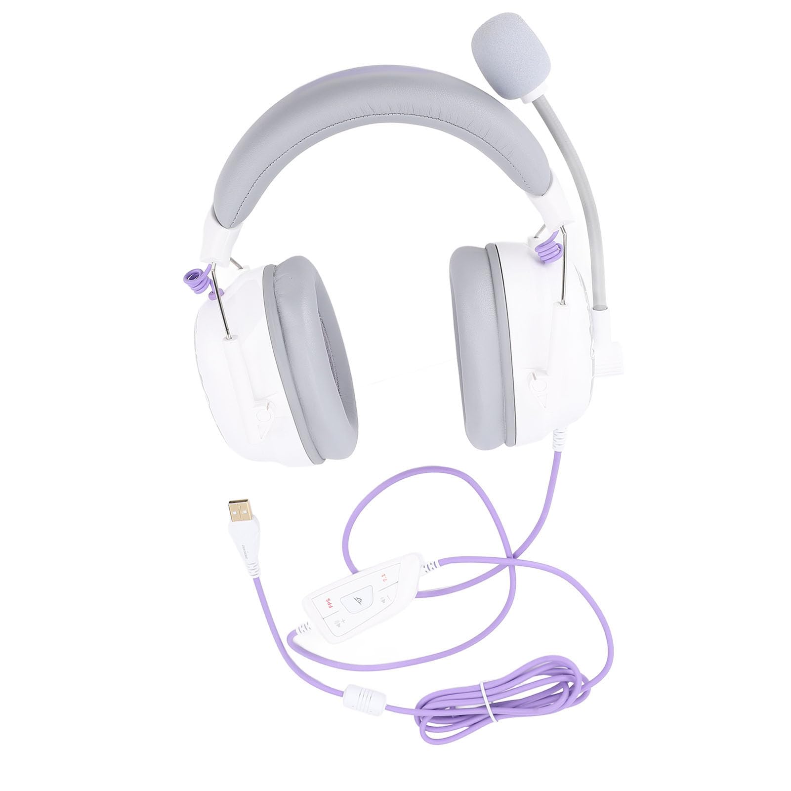 Jectse Gamingowy Zestaw Słuchawkowy HiFi 7.1 z Dźwiękiem Przestrzennym i redukcją Szumów Lekkie Słuchawki Nauszne dla Graczy ABS, PC (WHITE)