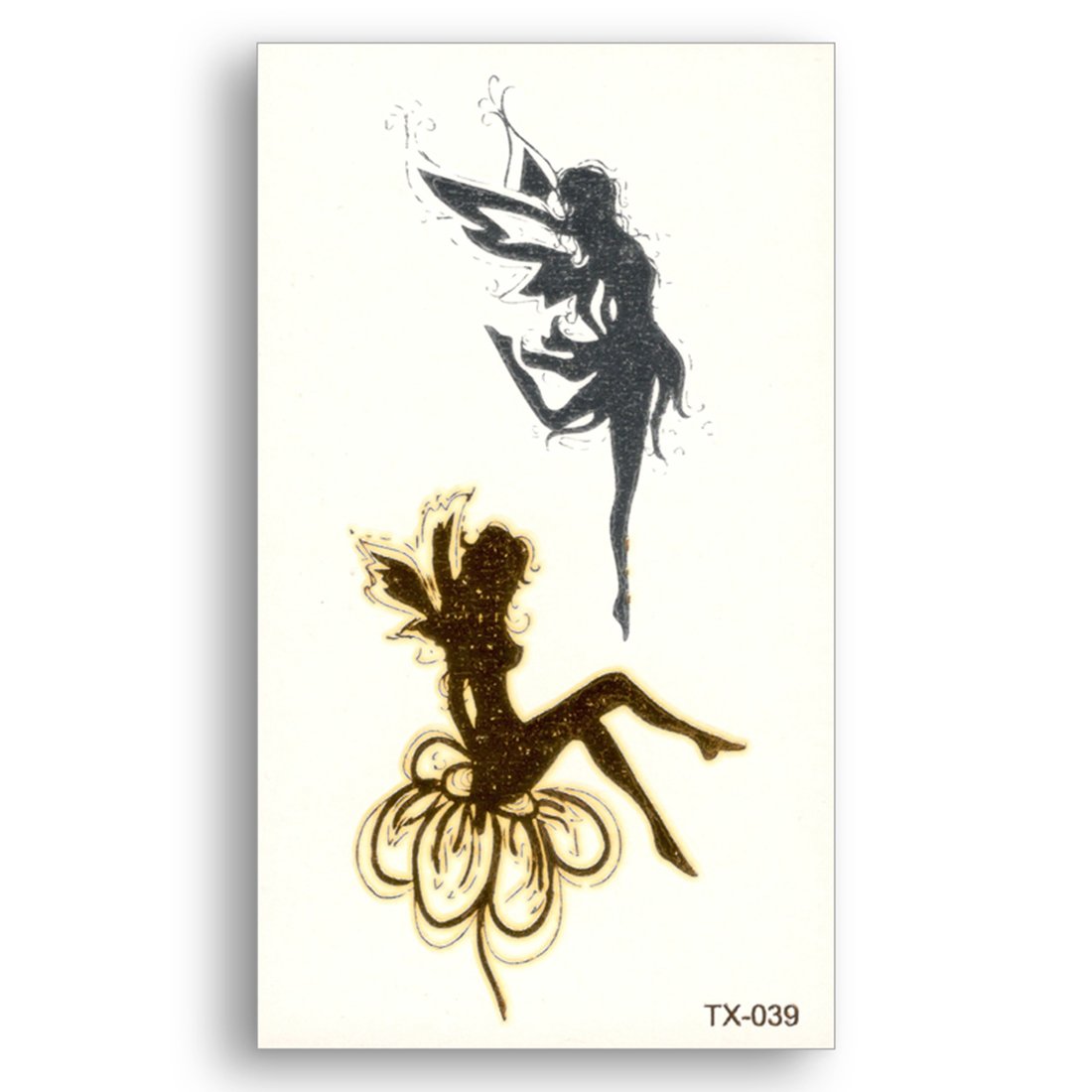 3D Temporary Tattoo Golden And Silver Metallic Sticker Angels Fairy Sign Design Size 10.5x6CM - 1PC.-image-26