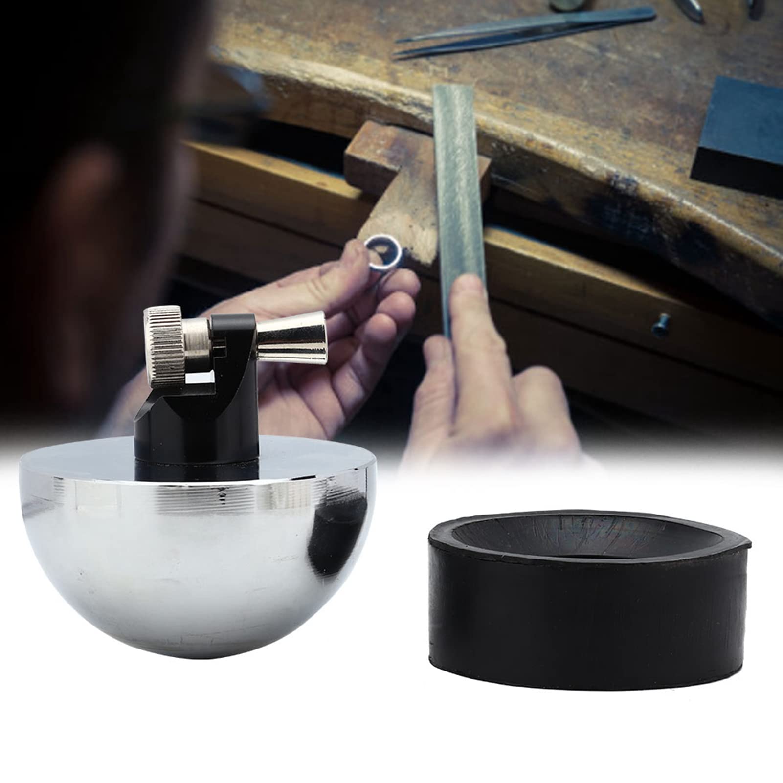 WAHEWUD Kit de herramientas de abrazadera de fijación de anillo profesional para fabricación de joyas con troqueles redondos intercambiables y Base estable tipo B E Juego de accesorios (Estilo B)