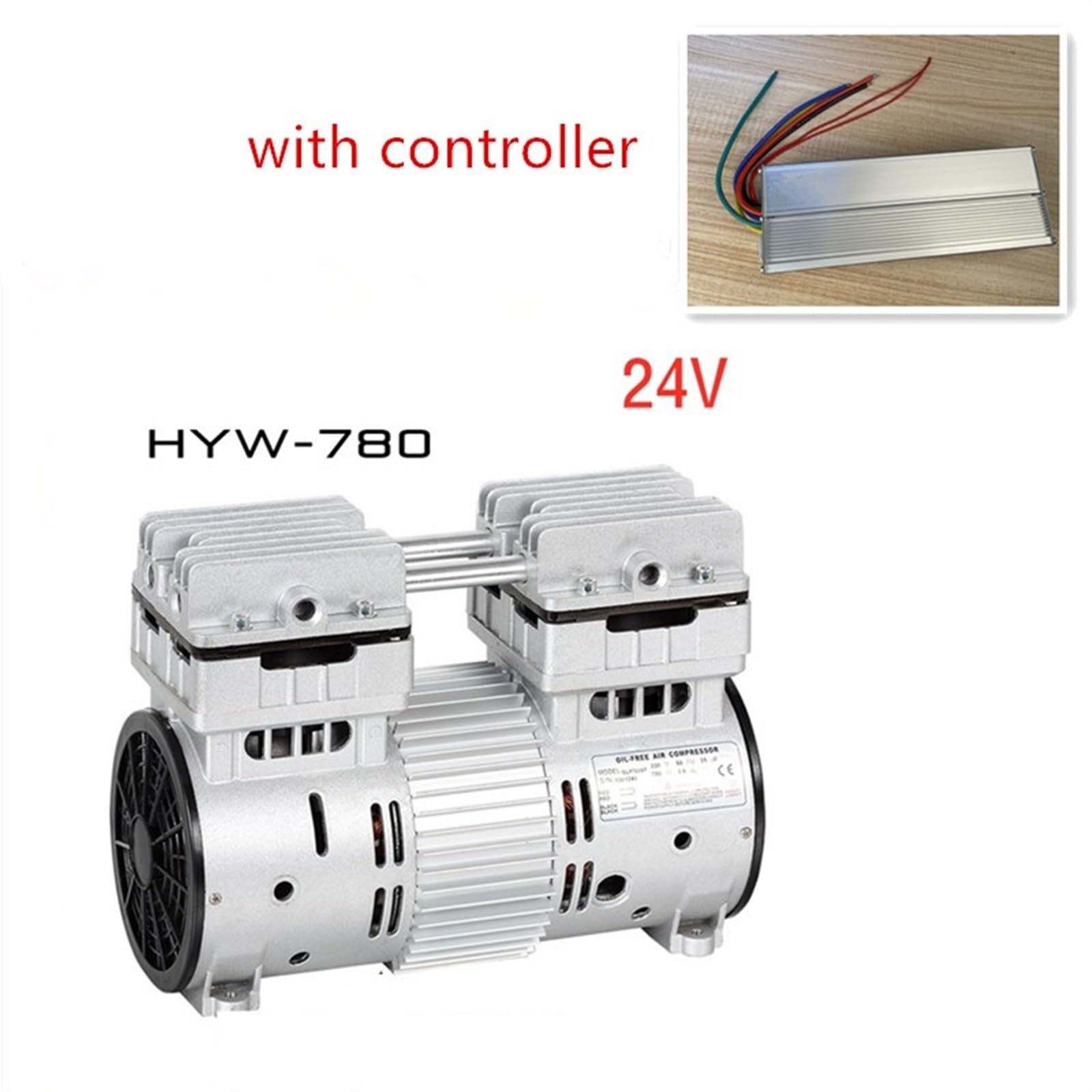 24 V (AC) Kolbenpumpe 120 l/min Luftkompressorpumpe 780 W Ölfreie Kolbenkompressorpumpe HYW-780 1 Stück