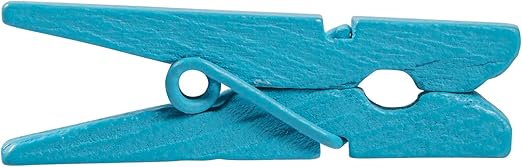 JAM PAPER Wood Clip Clothespins - Standard - 1 3/8 Inch - Blue - 20 Clothes Pins/Pack