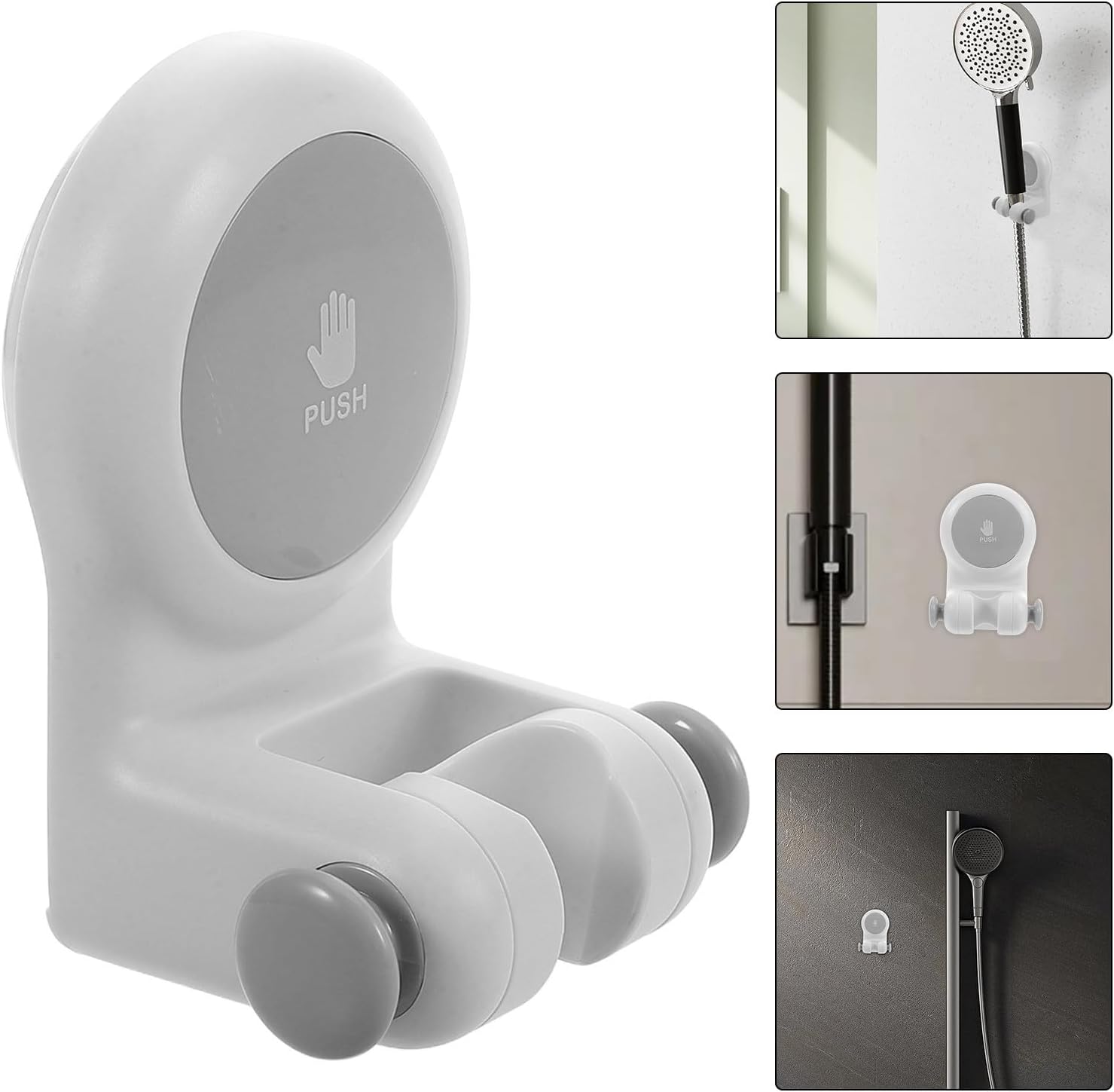 SECFOU Adjustable Angle Hand Held Shower Head Holder with No Drilling Installation Plastic Wall Mount Bracket for Bathroom and Rv Convenient Shower Head Hook