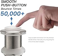 Vista 4 de Tapón de drenaje desplegable para fregadero de baño, drenaje desplegable sin desbordamiento (níquel cepillado)