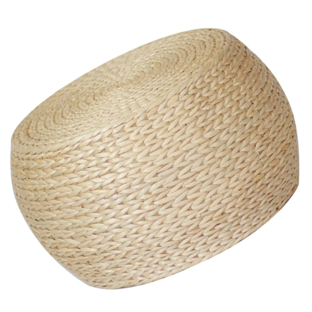 Healeved Sgabello in Rattan Intrecciato Antiscivolo per Casa, Struttura Solida e Design Moderno, Pouf Ottomano per Ingresso e Decorazione Domestica
