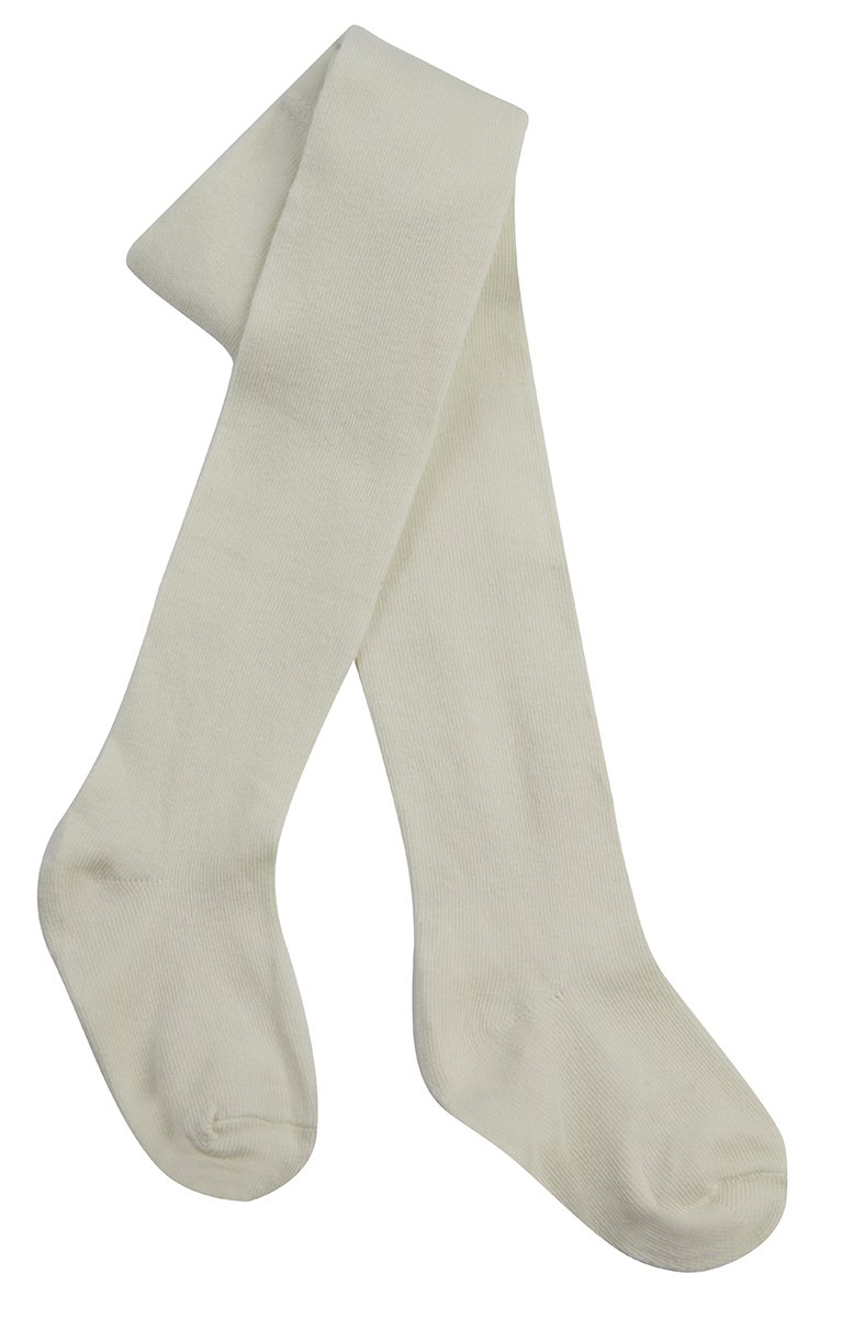 Tick Tock Baby Girls Cotton Rich Plain Tights Cream 6-12 months
