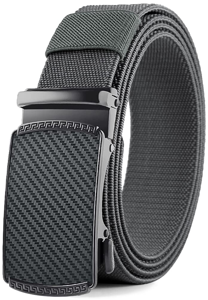 DOOPAI Elastic Golf Belts for Men, 2 Pack Nylon Ratchet Belt, Trim to Fit