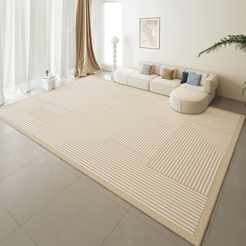Tapis antidérapant lavable beige à poils courts doux 180x200