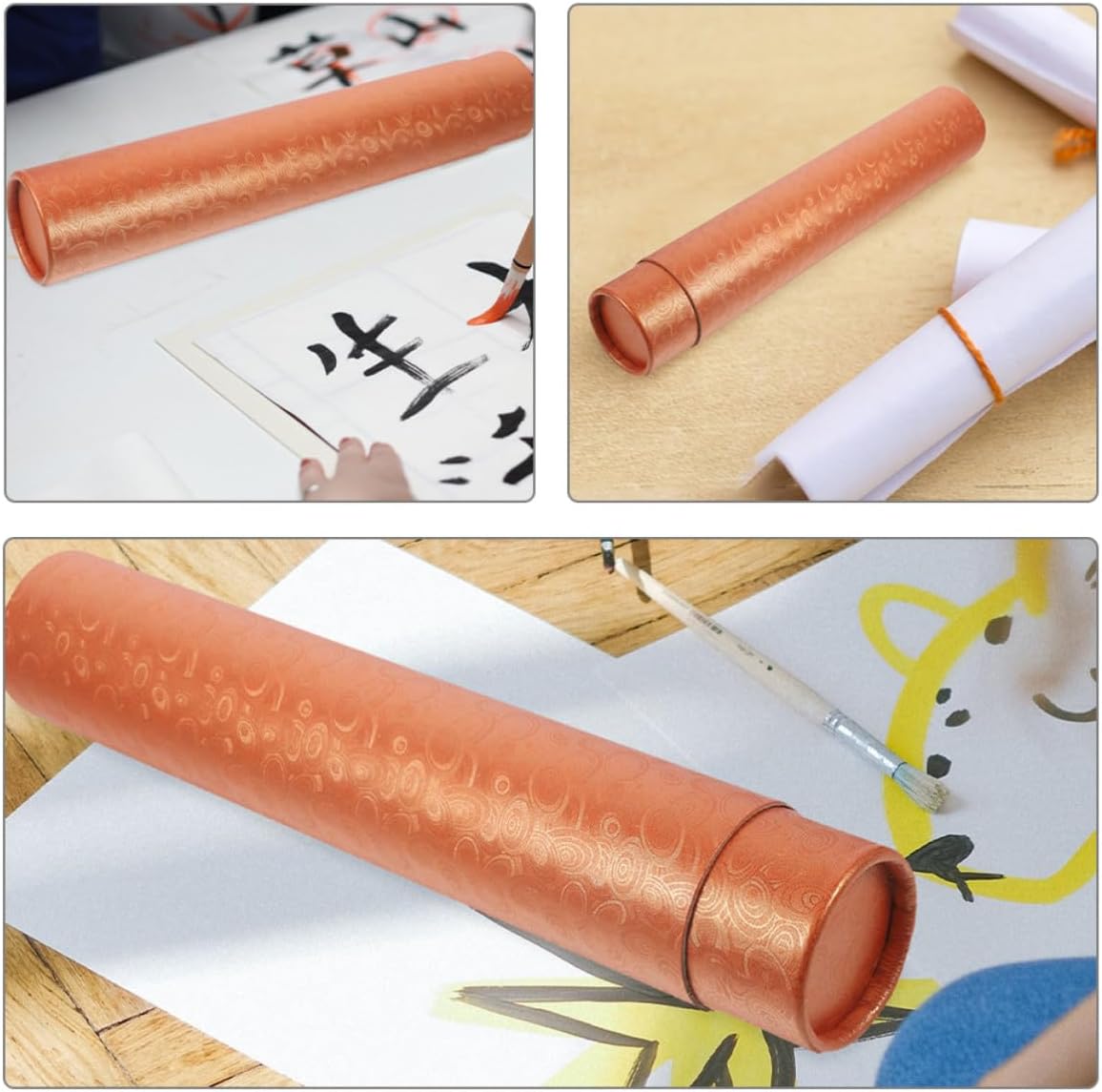 POPETPOP 2pcs Expandable Poster Tube for Blueprints and Maps, Orange