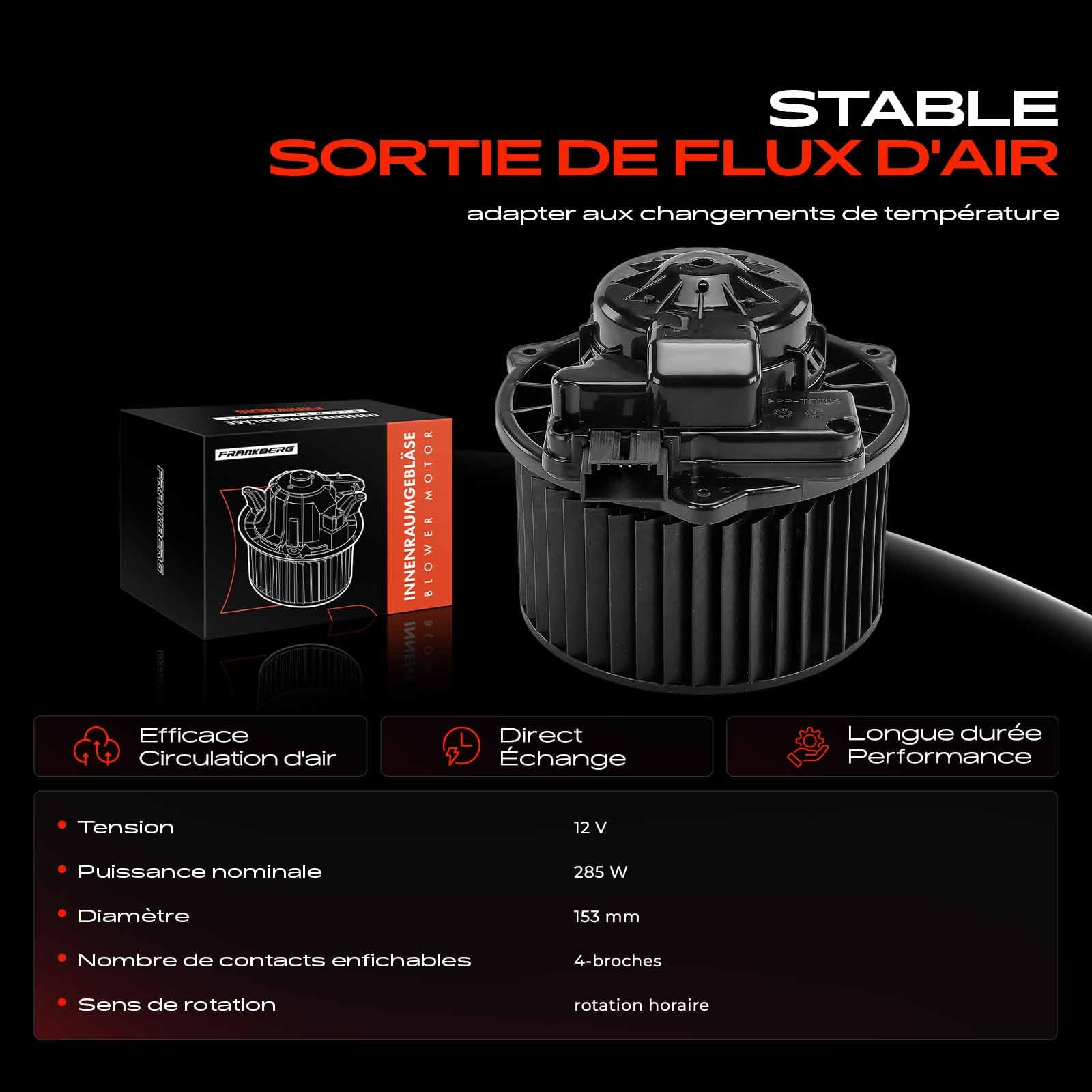 Frankberg Moteur de ventilateur pour ventilateur de chauffage 34389,