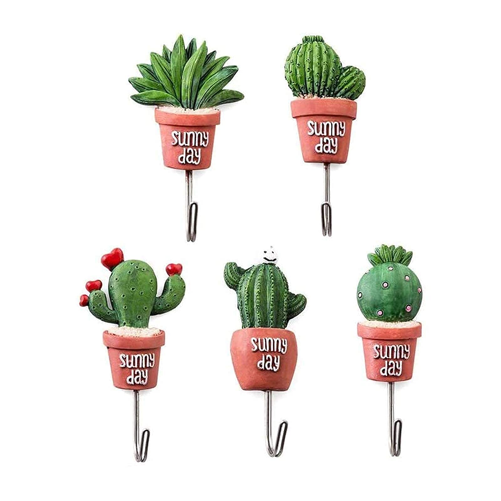 5 Selbstklebende Wandhaken – Kaktus-Design – 10,5 X 3,5 Cm – Für Bad, Küche & Wohnzimmer