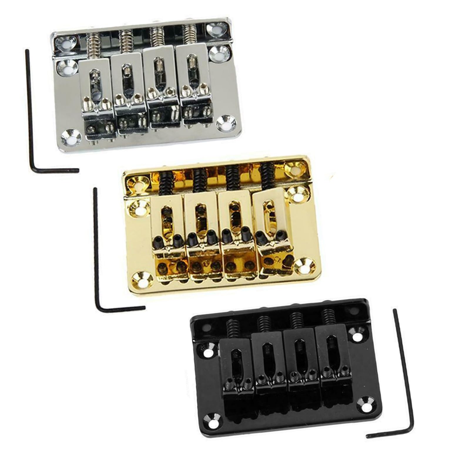 Ponte Per Chitarra Elettrica A 4 Corde Nero/cromato/oro Per Parti Di Ukulele Basso