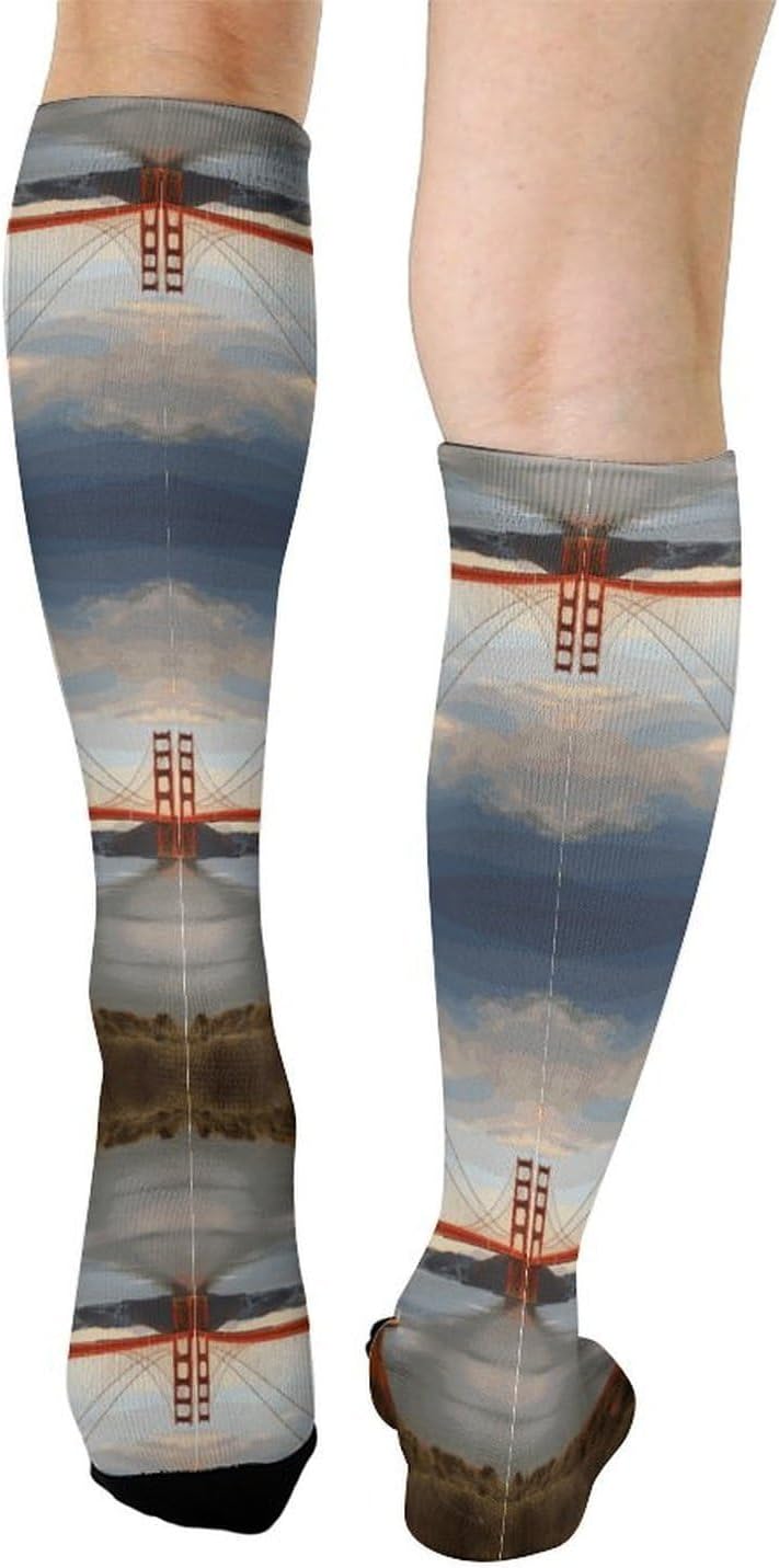 Golden Gate Bridge Compression Socks for Women Men Comfort Over The Calf Socks Moisture Wicking Breathable Athletic Sock