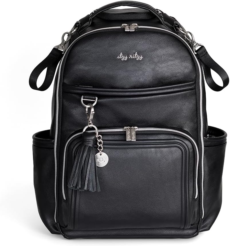 Itzy Ritzy Diaper Bag Backpack – Large Capacity Boss Plus Baby Backpack Diaper Bag Featuring 19 Pockets, Changing Pad, Stroller Clips, and Comfortable Straps (Black with Silver Hardware) Itzy Ritzy Diaper Bag Backpack – Large Capacity Boss Plus Baby Backpack Diaper Bag Featuring 19 Pockets, Changing Pad, Stroller Clips, and Comfortable Straps (Black with Silver Hardware)
