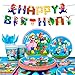 Produktbild Super Mario Partygeschir, 128pcs Super Mario Geburtstag Deko Partygeschirr Set-Mario Teller und Becher Servietten Tischdecke Banner etc Super Mario Partyzubehör für Junge Kindergeburtstag