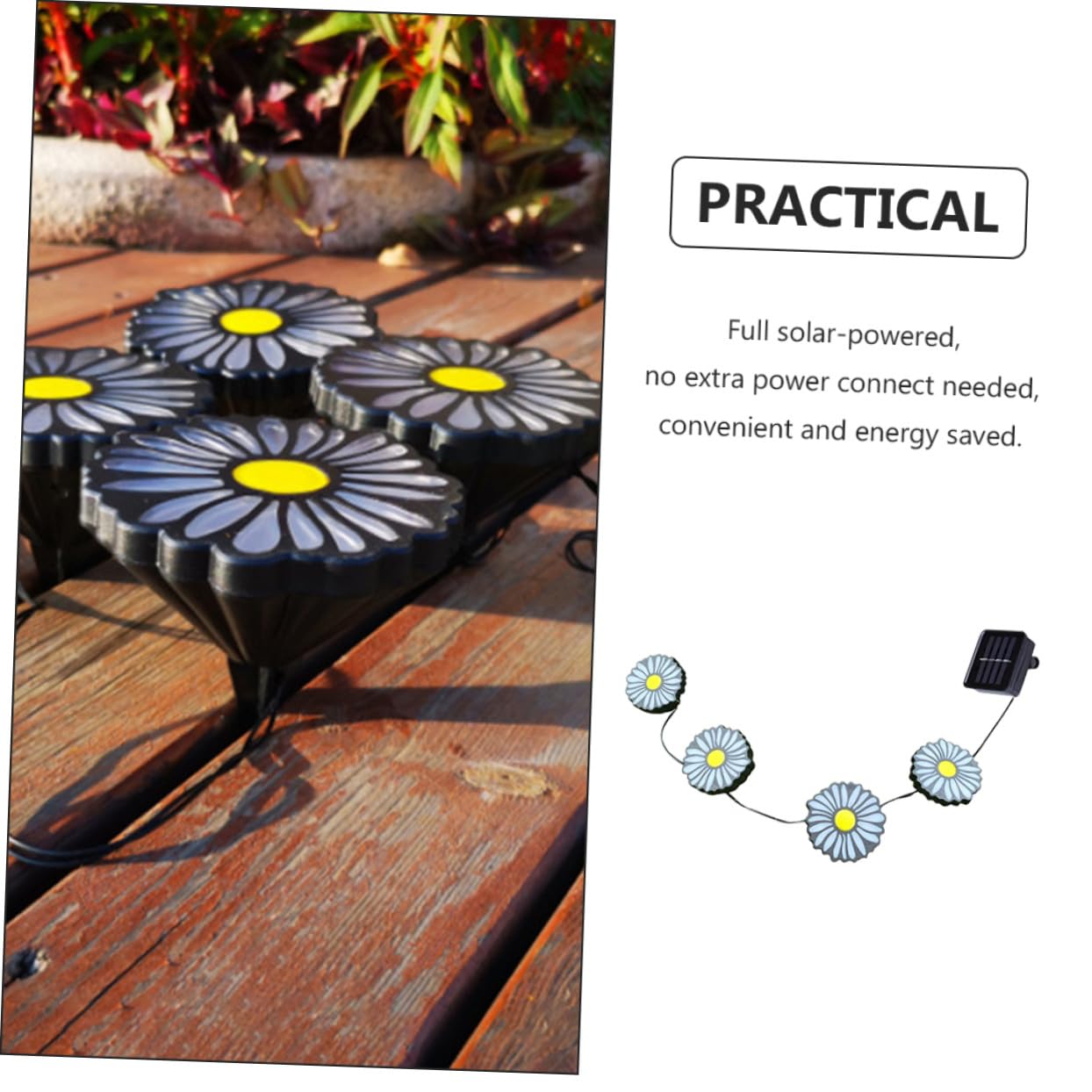 Luce Solare da Giardino a Crisantemo, Inserto Nero in Plastica Resistente