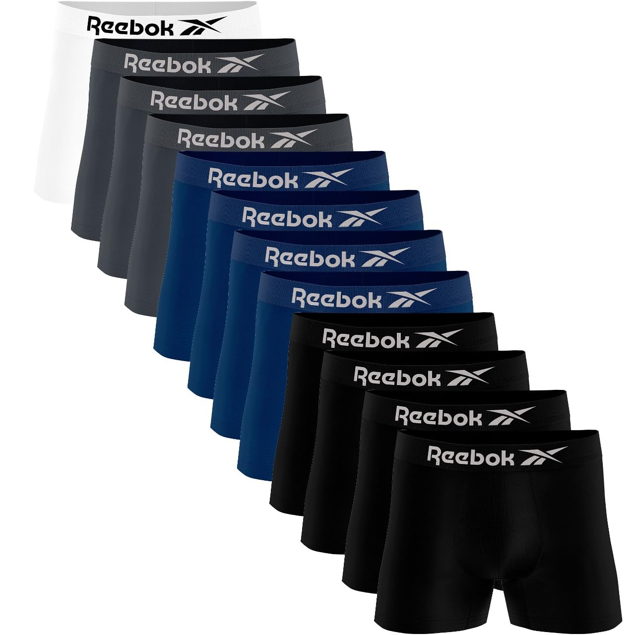 Kit 12 Cuecas Boxer Reebok Masculinas Microfibra Adulto Box Sem Costura