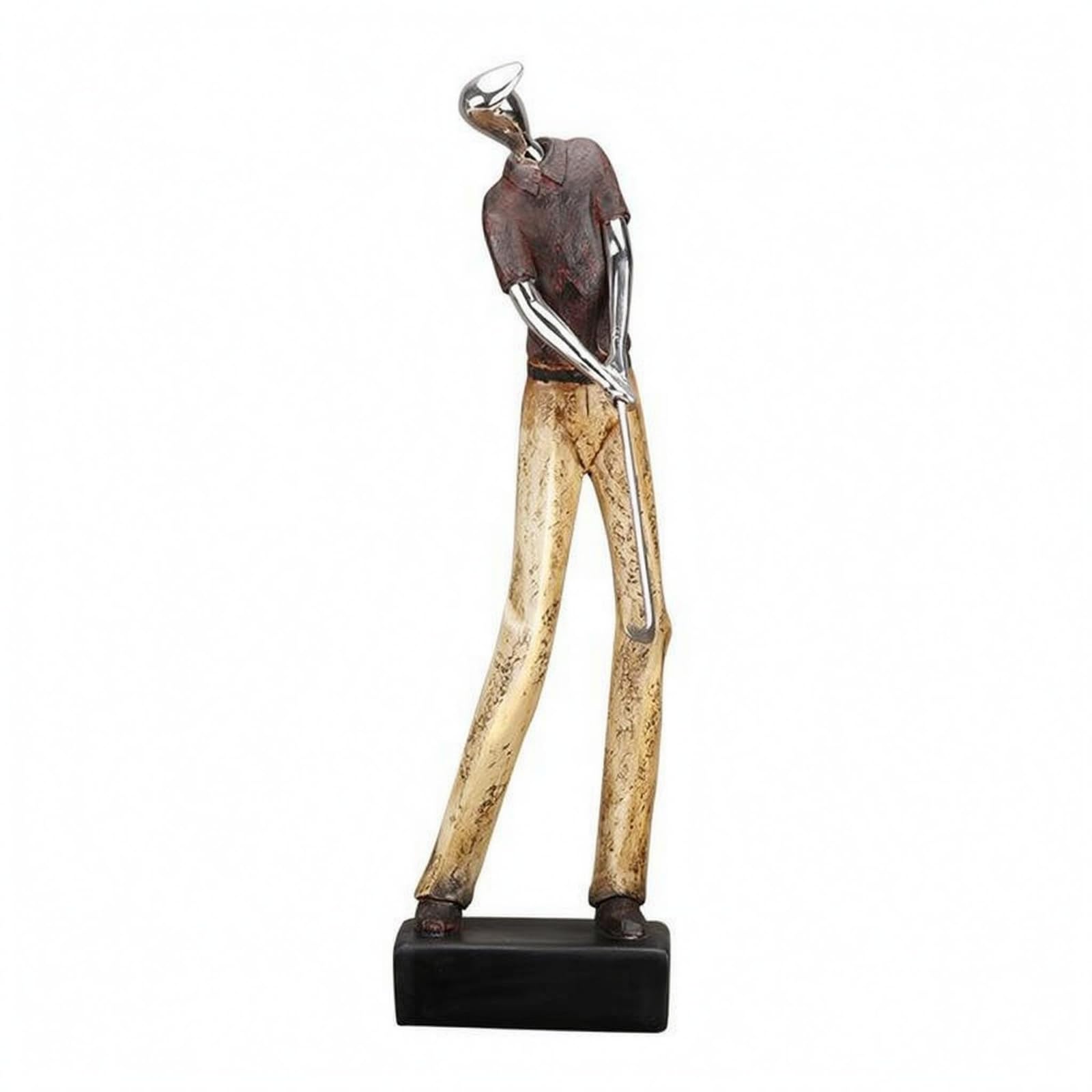 Statuetta Golfista Scultura Decorazione Ornamento Figura Resina con Design Riflessivo E Profilo Minimale su Base Stabile Adatta per Ufficio Vetrina, Stile Golfista Uomo
