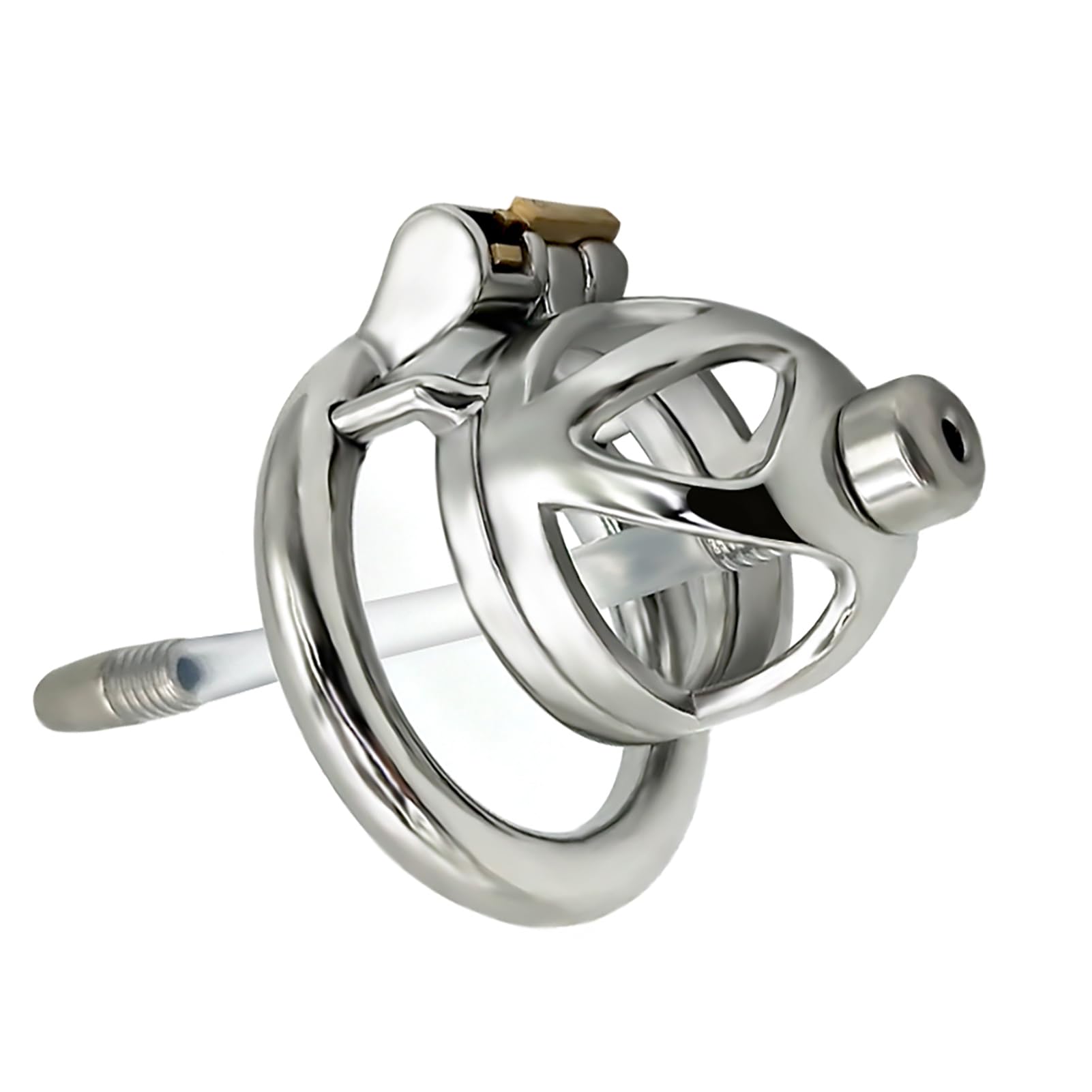 Jaula de pene de diseño hueco con anillo redondo y llave jaula de castidad de acero inoxidable 304 hombres impermeable desgaste pene jaula juguete sexual para el hombre (cage+dilator,40mm)
