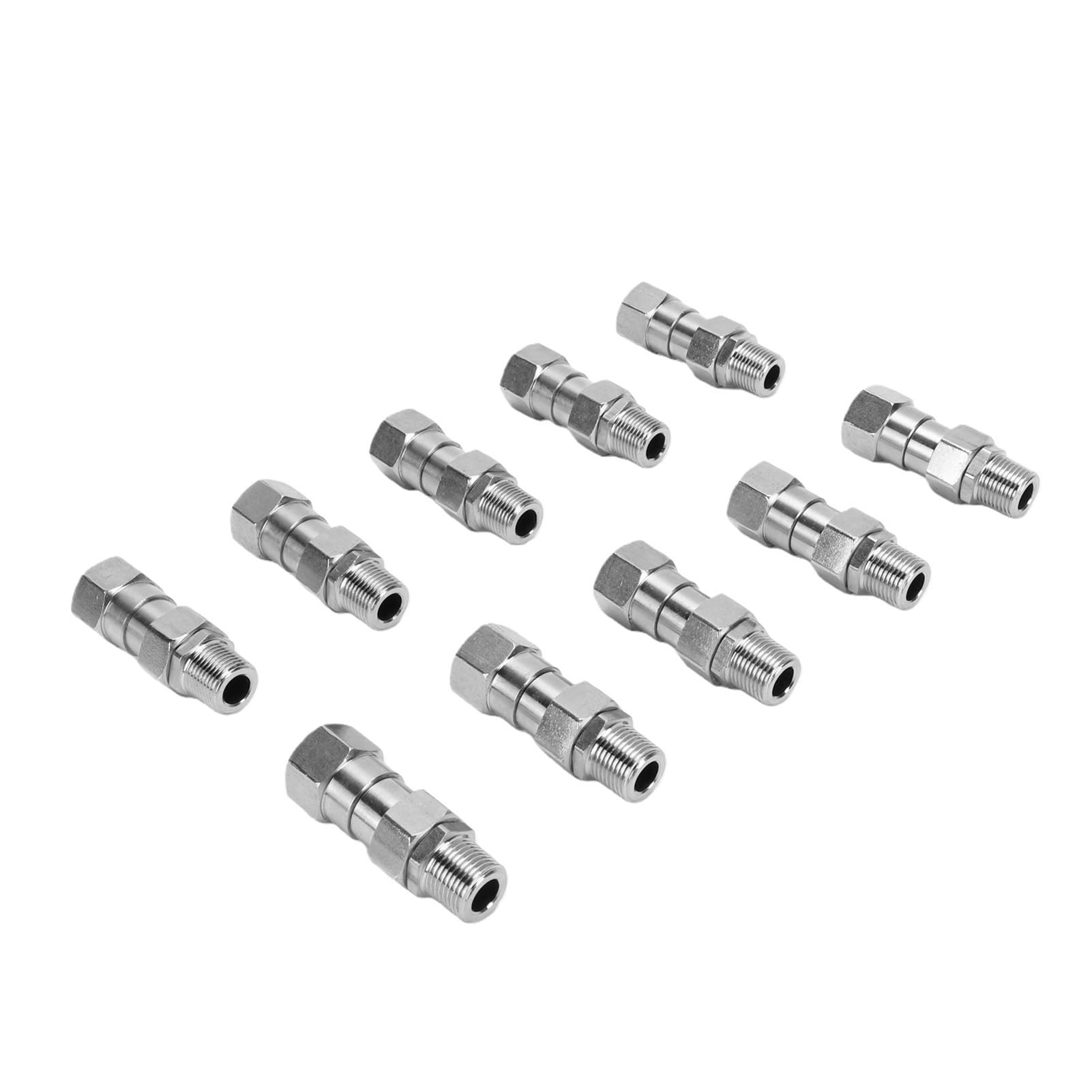 Zunate Złączki do Węży Hydraulicznych 3/8 NPT Typu żeńskiego na Męskie, Obrotowe, Złącza Zaciskane na Końcu Węża ze Stali Nierdzewnej 10 szt., Złącze Obrotowe 360° do Szczelnego Wysokociśnieniowego