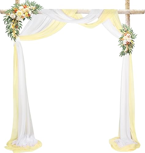 2 paneles de tela para arco de boda, 30 pulgadas x 20 pies, cortinas de arco de boda de gasa transparente para boda, ceremonia de boda, decoración