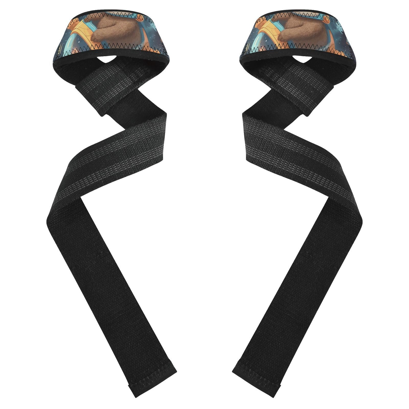 Nander Cute Astronaut Raccoon Wrist Straps for Weightlifting,Lifting Straps with Neoprene Cushioned Wrist Padded and Anti-Skid Silicone for Strength Training,Bodybuilding,Deadlifting