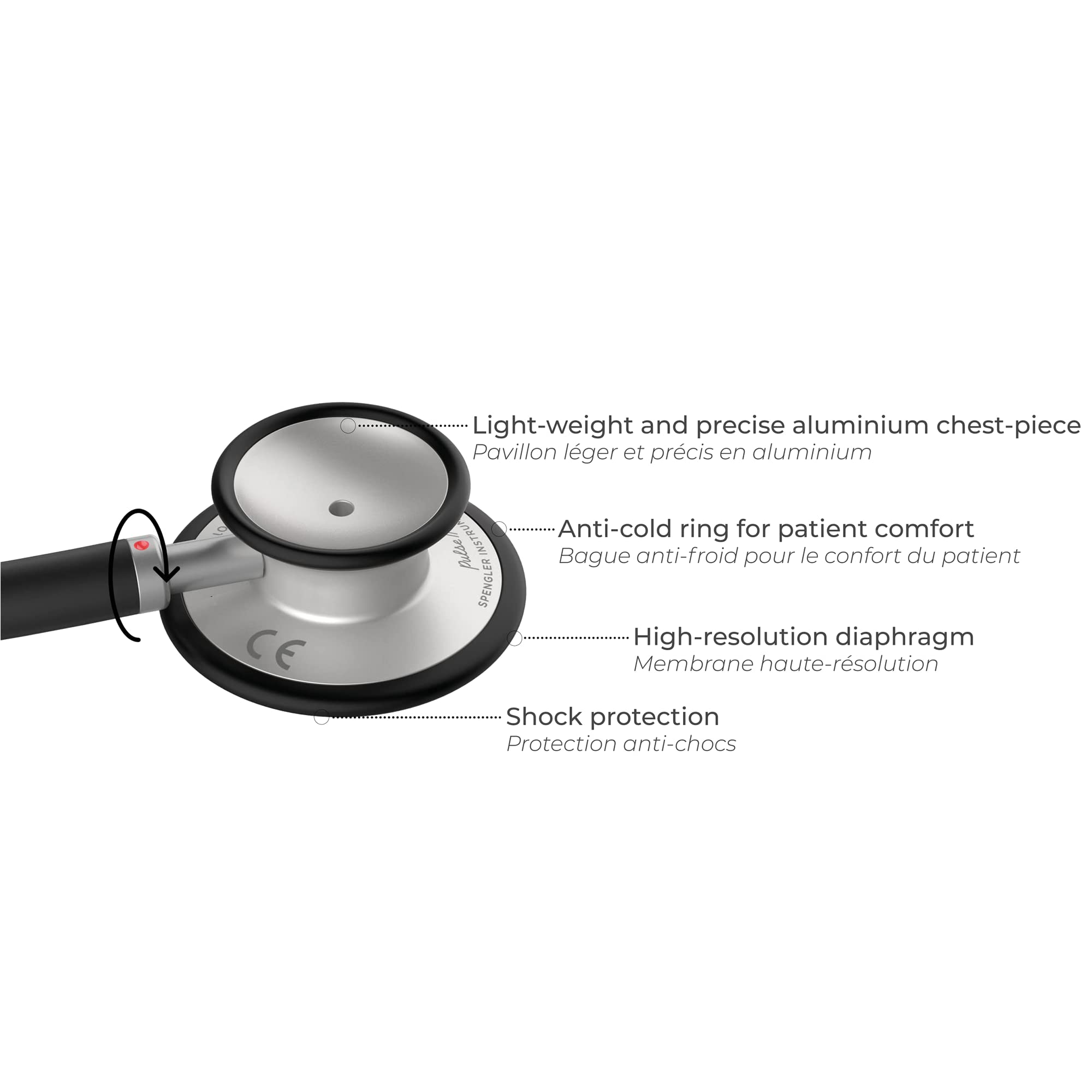 SPENGLER Pulse II Stéthoscope Infirmier Double Pavillon Carbon