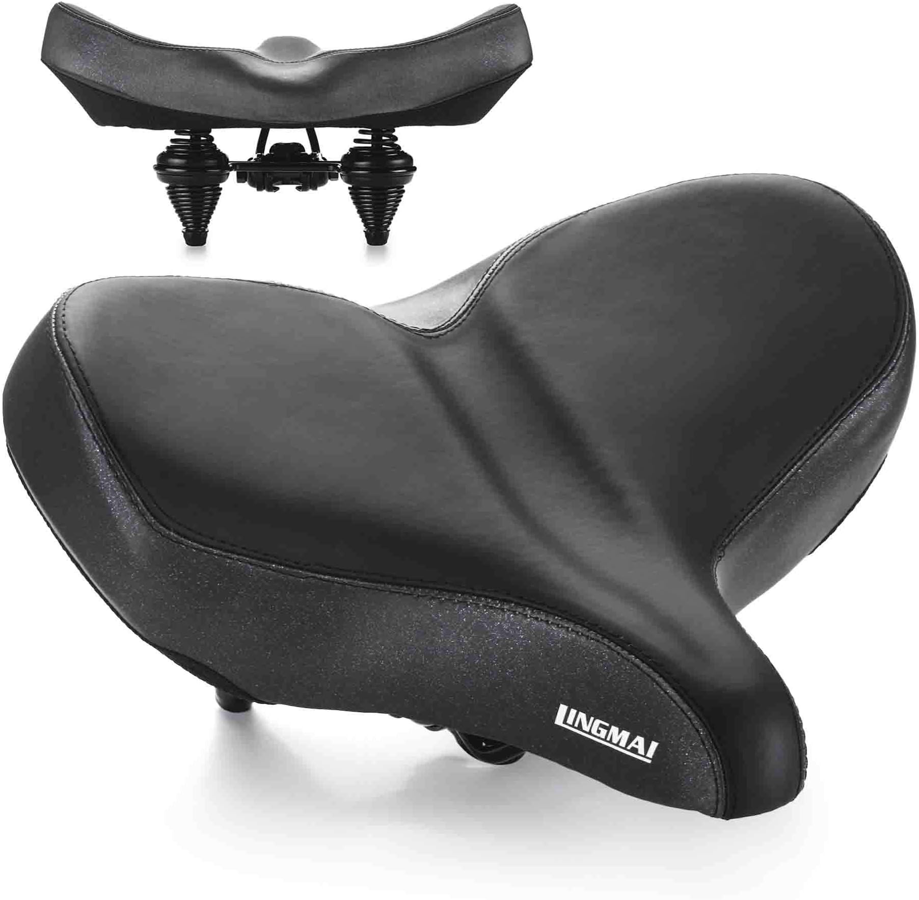 Comfortable Exercise Bike Seat -Super Large Wide Bicycle Saddle with Soft Cushion Improves Comfort for Mountain Bike, Road Bicycle, Hibrid and Stationary Bike10.6" x 13.4"